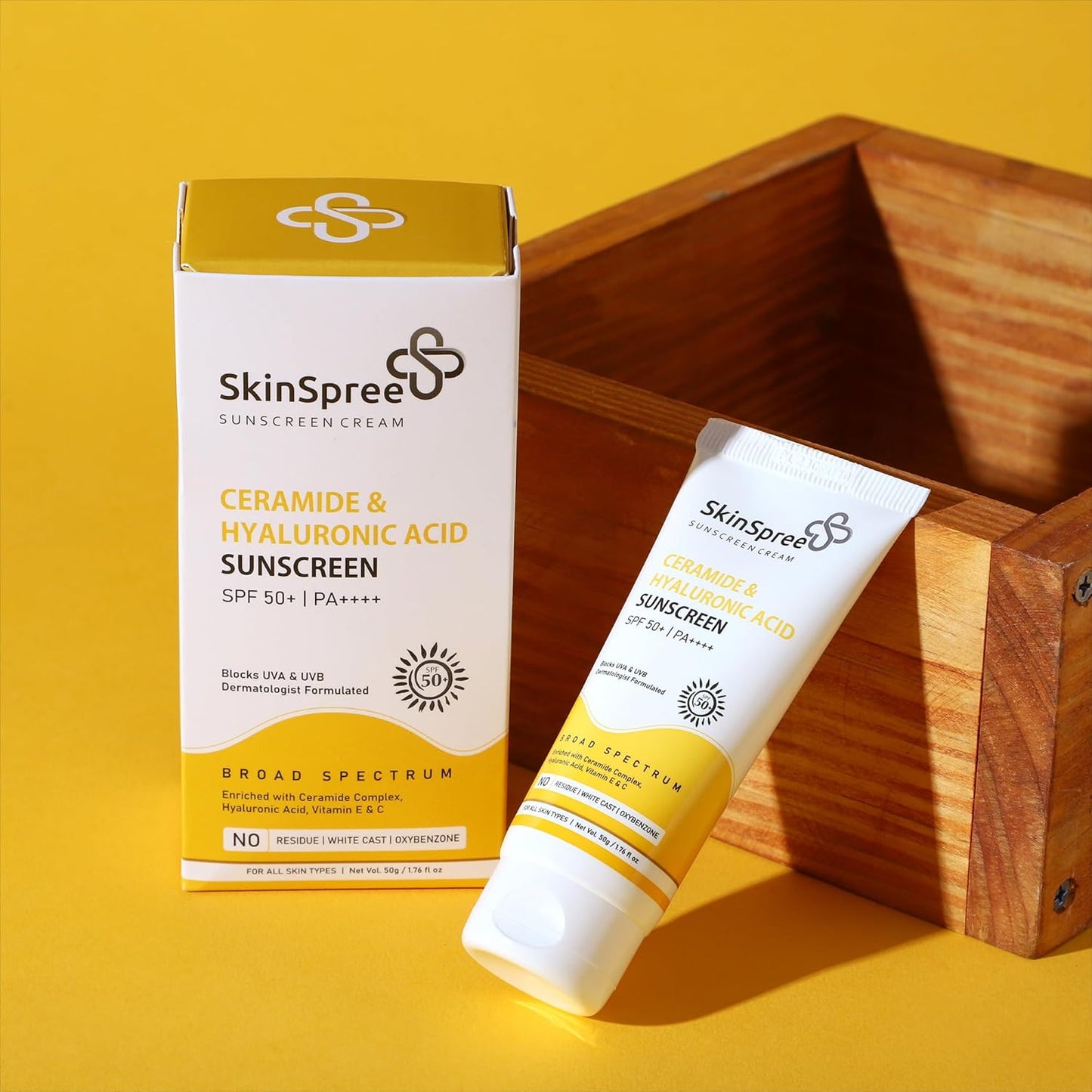 Skinspree Sunscreen SPF 50 For Oily/Dry/Combination Skin | PA++++ for UVA, UVB and Blue Light Protection | Non Comedogenic | No White Cast | Lightweight Cream Formula For Men And Women | 50gm