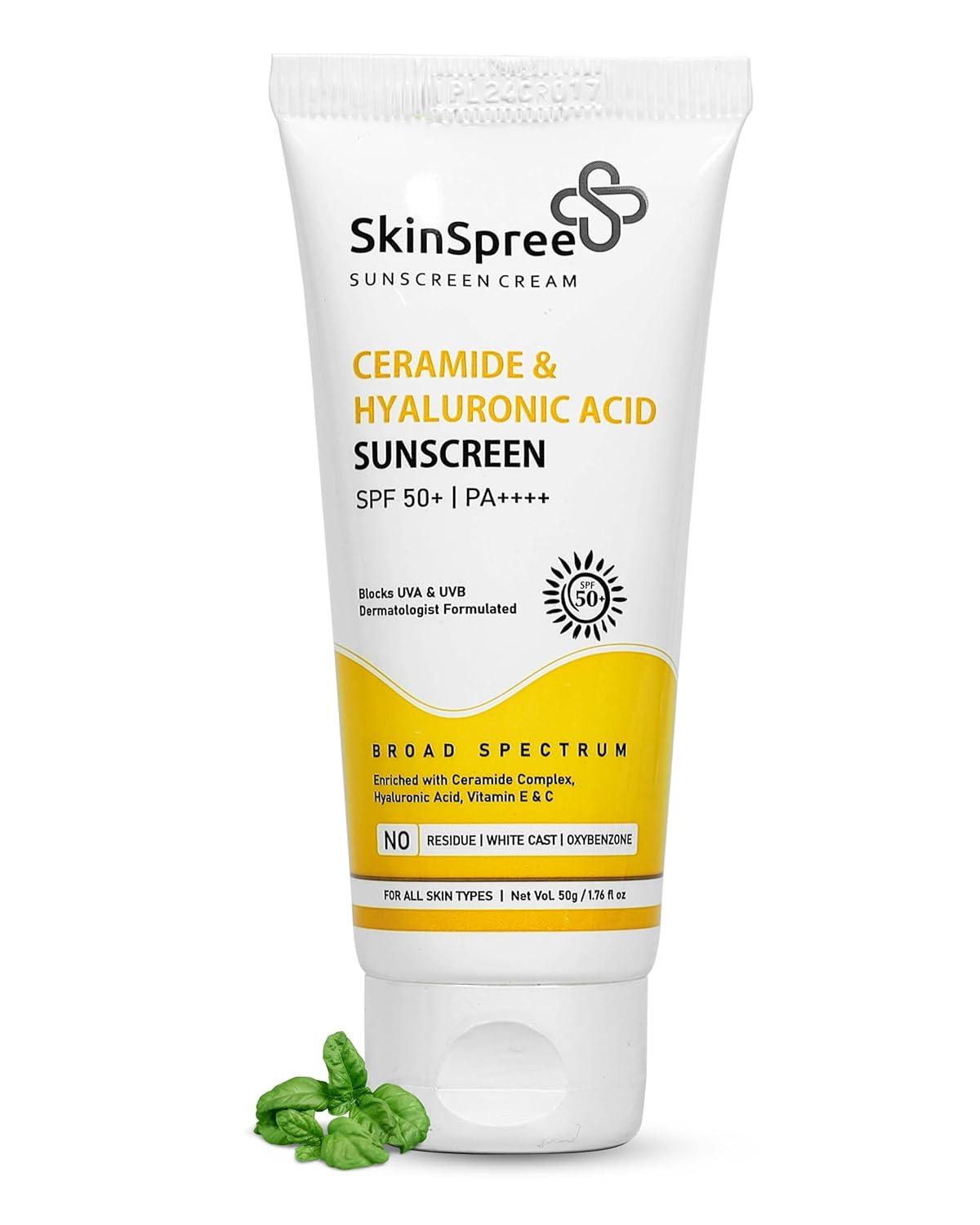 Skinspree Sunscreen SPF 50 For Oily/Dry/Combination Skin | PA++++ for UVA, UVB and Blue Light Protection | Non Comedogenic | No White Cast | Lightweight Cream Formula For Men And Women | 50gm